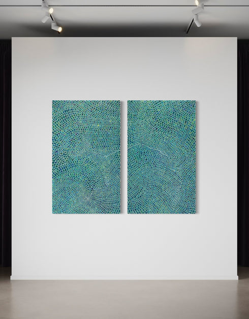 White Scales Diptych | Framed Giclee Print on Canvas